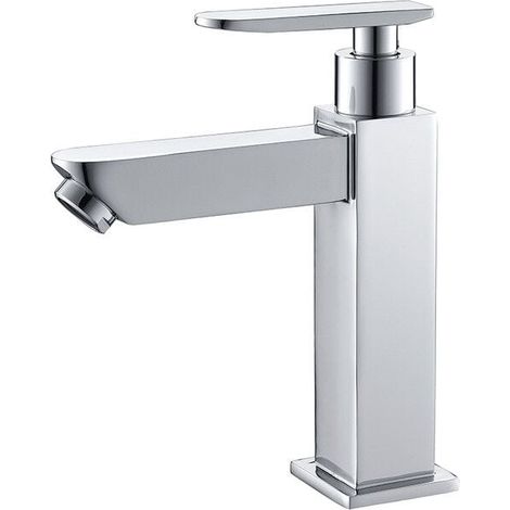 Robinet Eau Froide pour Lave-Mains Robinet Salle de Bain Chromé Poignée Simple Mitigeur Robinet Lavabo (1/4)