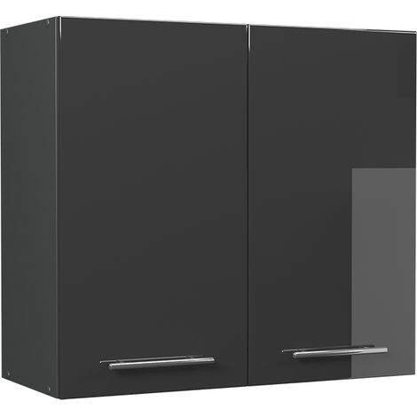 Mobile da cucina in vetro Fame-Line, Antracite lucido, 80 cm, Vicco (1/5)