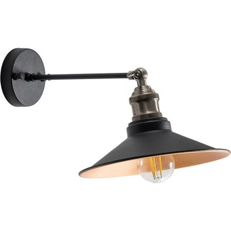 [GEBRAUCHT] B-Ware Opviq Wandleuchte Wandlampe Saglam schwarz gold konisch Eisen E27 LED Lampe (1/2)