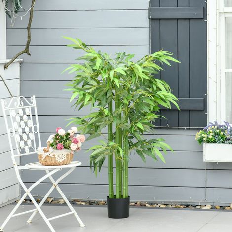 Plante artificielle en bambou de 1,37 m (4,5 pi) en pot décoratif pour pépinière d'intérieur et de jardin. (1/5)