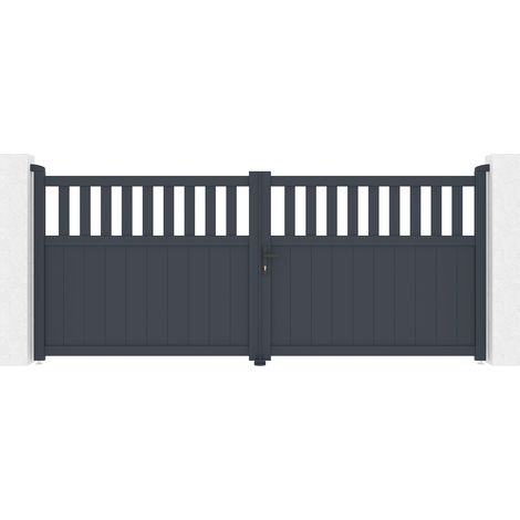 Portail battant 3,4m SANTIS H.140 aluminium gris (1/5)