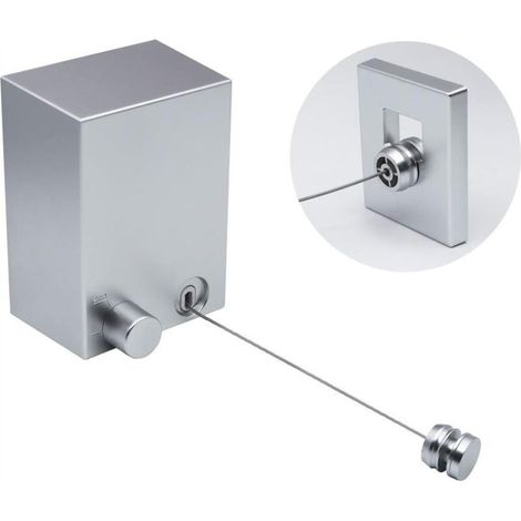 Étendoir à linge rétractable monobloc de 4,2 m pour intérieur/extérieur (argenté) - 8,1 x 11,6 x 5,9 cm