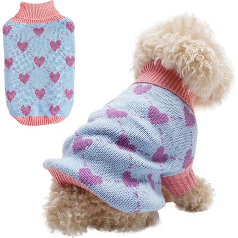 Gestrickter Hundepullover, Haustierpullover, Winterpullover für Hunde, warmer Hunde- und Katzenpullover, Rollkragenpullover für Hunde, Pullover für kleine, mittlere und große Hunde und Welpen (1/5)