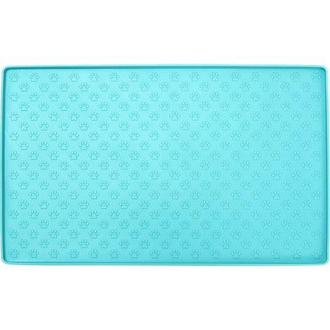 Tapis pour gamelle de chien et chat, rebord anti-débordement, conception surélevée, matériau facile à nettoyer, accessoire pour repas d'animaux domestiques (1/5)
