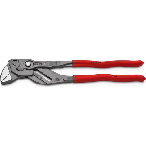 KNIPEX 86 01 300 Tenaza llave alicate y llave en una sola herramienta Mangos plasticos por inmersión antideslizantes gris atramentado 300 mm