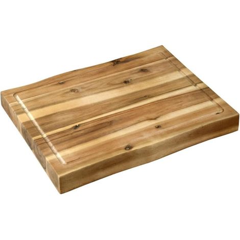 Planche à découper en bois d'acacia FSC - 48 x 36,5 x 7 cm - rigole à jus et pieds antidérapants - Livraison gratuite (1/3)