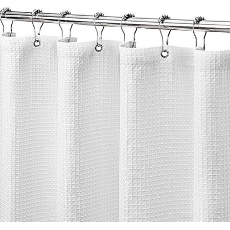 Rideau de douche blanc pour salle de bain, tissu gaufré de luxe 230, très résistant, 80 x 180 cm (1/5)