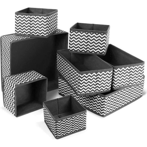 Organisateur Tiroir,8pcs Boîtes de Rangement Ouvertes de Oxford Haute Qualite Rangement Tiroir Pliable et Respirant,Ideal pour Jouets Chaussettes sous Vêtements (Ondulation) (1/4)