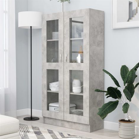 FIMEI Armoire à vitrine Gris béton 82,5x30,5x150 cm Aggloméré (1/5)