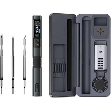 DC9-24V 100W Portable Soldering Iron Kit with Storage Box, Fast Heating 180-842℉, 3 Temperature Groups Preset 3 Soldering Iron Tips, with Solder Wire 42g (1/5)