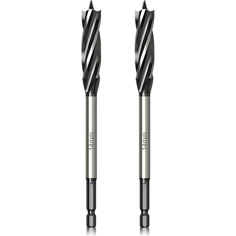 Professionelles Holzbohrer-Set, 14 mm x 165 mm x 2 Stück, Spiralbohrer mit selbstvorschiebender Pilotspitze, 1/4-Zoll-Sechskantschaftbohrer für die Holzbearbeitung (1/5)