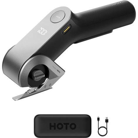 Ciseaux électriques sans fil EdgeFlow, lame titane, écran LED rechargeable, auto-affûtage, sécurité, carton/bricolage (1/5)