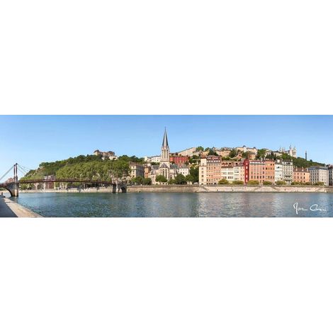 Tableau sur toile passerelle Saint-Georges à Lyon 30x97 cm - Impression sur Toile Murale Décorative - Image imprimée en HD sur Toile - Toile sur Châssis en Bois FSC - Fabriqué en France (1/4)