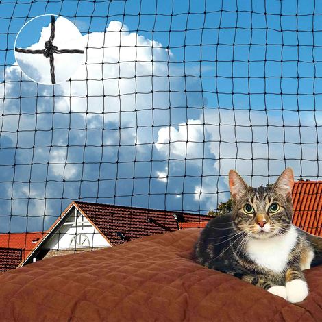 3x4m Filet de Protection Chat Renforcé de Fil d'acier, Filet Chat Balcon, Filet de sécurité pour Chat avec kit de Fixation pour Balcons, Terrasses, Fenêtres, Noir (1/5)