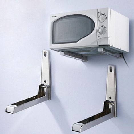 support De Four Micro-ondes Support Mural En Acier Inoxydable Supports D'tagre Pliables Rglables Pour Accessoires De Cuisine Domicile Avec Vis (1/4)