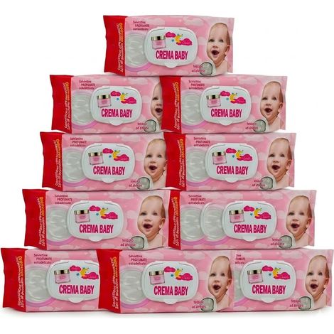 960 Salviette Umidificate profumate crema baby per Neonato Igiene Personale  kIT risparmio con Chiusura A Clip Salvafreschezza Tessuto ad Alveare Extradelicato 42gr per baby  casa o in viaggio (1/5)