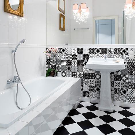 Sticker Mural Carrelage adhésif Cuisine Salle de Bain - 24 STICKERS CARRELAGES AZULEJOS NINA - 24stickers10x10cm (1/5)