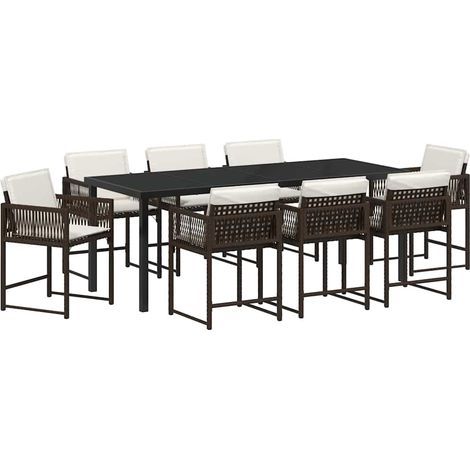 Maison Exclusive - Set da Pranzo per Giardino 9 pcs Marrone polyrattan