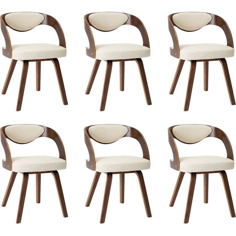 Maison Exclusive - Sedie da Pranzo 6 pz Crema in Legno Piegato e Similpelle (1/5)