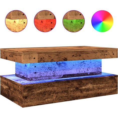 Maison Exclusive - Table basse avec lumières LED vieux bois 90x50x40 cm