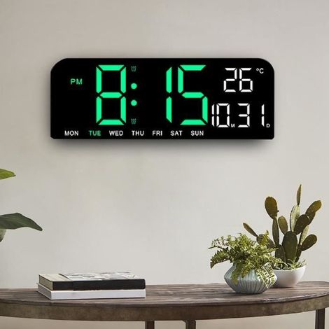 (Blau, Grün) Digitaler Wecker – GAROSA – Großes LED-Display – Einstellbare Helligkeit – Dualer Alarm – Temperaturanzeige (1/4)