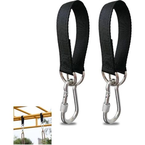 Set of 2 tree swing suspension straps, 50cm heavy-duty belt with safety carabiner for hammock swing seat and sandbag (1/5)