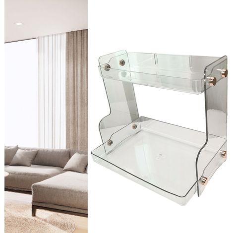 Support de bureau double couche, gain de place, organisateur de bureau multifonctionnel pour chambre d'étudiant ou bureau, transparent (1/5)