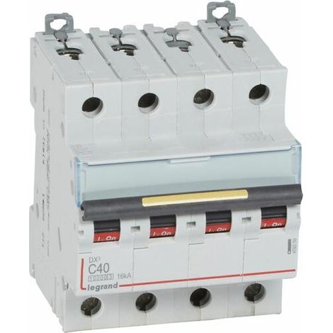 Disjoncteur DX³10000 16kA arrivée haute et départ bas à vis 4P - 400V - 40A - courbe C - 4 modules - LEGRAND