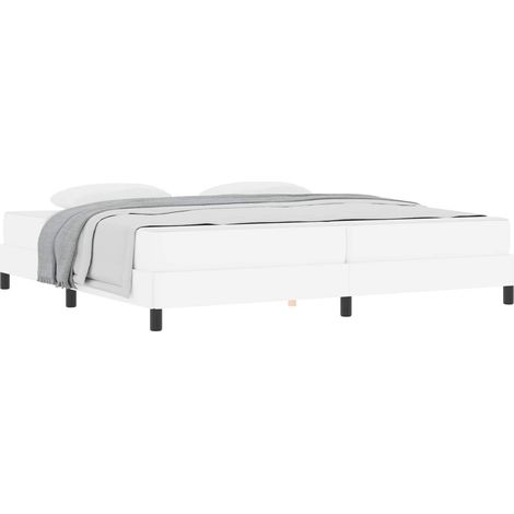 Bed with Mattress Pure white 200 x 200 cm Faux leather vidaXL (1/5)