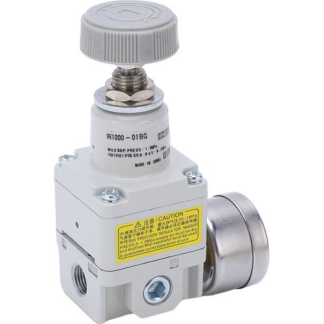 Régulateur de pression pneumatique avec manomètre, détendeur précis type SMC pour air comprimé (1/5)