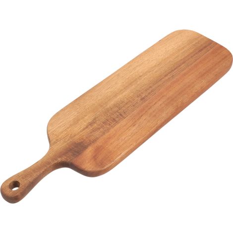 1 Planche à découper en bois d'acacia, plateau de service avec poignée, grand format pour charcuterie, pizza, apéritifs, usage intérieur et extérieur (1/5)