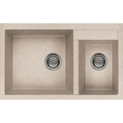 Lavello Elleci Incasso 2 vasche 81,5x50 Quadra 440 Granitek Avena LGQ44051 (1/3)