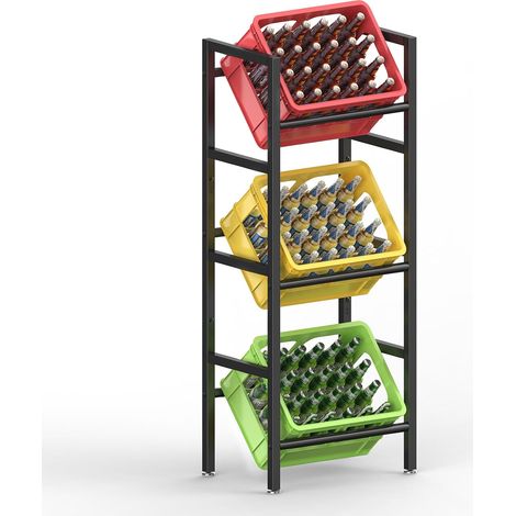 3 Niveaux Étagère à Caisse de Boissons en Métal (1/5)
