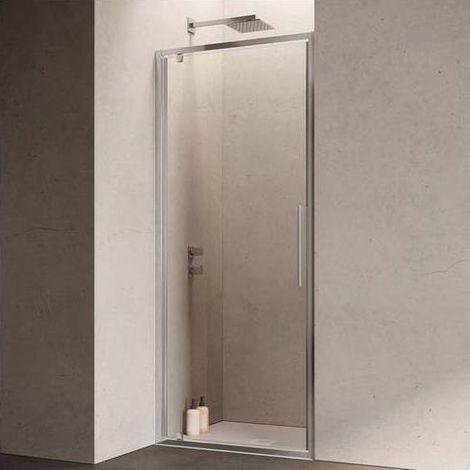 PORTE DE DOUCHE PIVOTANTE EN VERRE 6 MM HEXA Dimensions : 67-71 cm P. Noir V. Transparent