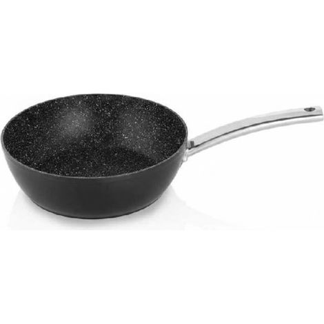 Sartén honda aluminio forjado 24 cm, piedra antiadherente, mango acero inoxidable, sartén honda, sartén cocina, sartén antiadher