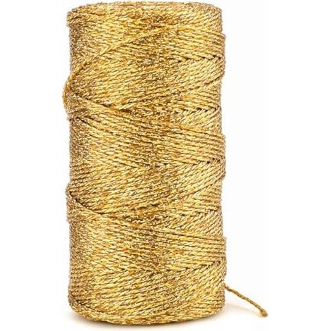 Fil métallique doré 0,3 cm, 100 m, fil de Noël doré, non élastique, idéal pour les loisirs créatifs, la décoration de mariage, la décoration de Noël ou l'emballage. (1/4)