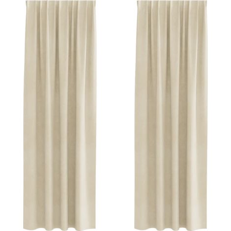 Rideaux avec des rideaux 2 pcs Crème 140 x 245 cm Velours CFW64419 (1/5)