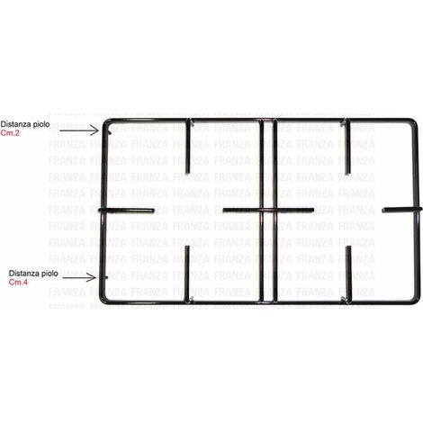 GRIGLIA 2 FUOCHI 455X268 CUCINA REX ZANUSSI ZOPPAS NERA SMALTATA 2 PIOLI