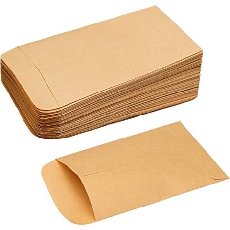 100 petites enveloppes marron, mini enveloppes en kraft pour graines, pièces, salaires, mariage, anniversaire, fête des mères, cartes de vœux, pour ranger et emballer petits billets, perles (6x10 cm)