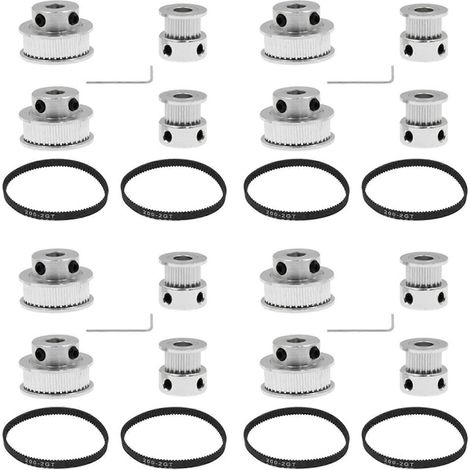 8 Sätze GT2 Zahnriemen-Spannrollen-Aluminium-Synchronrad-Kit für 3D-Drucker-CNC-Mechanische Antriebe()