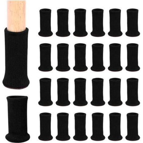 Chaussette Chaise - Non spécifié - 24pcs - Antidérapants - Pour pieds de 1" à 2" de diamètre - Noir (1/4)