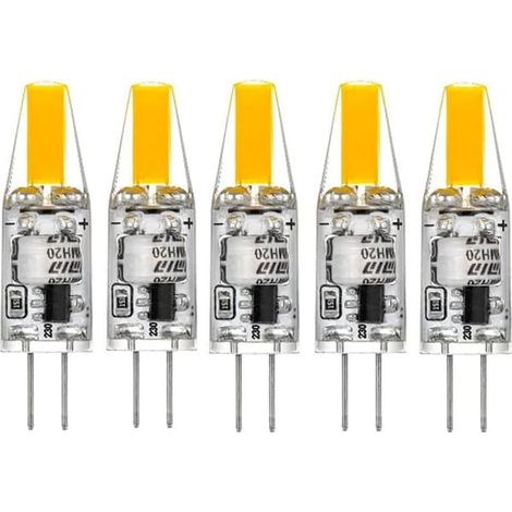 Ampoule LED G4 220V 3W 2700K lumière blanche chaude 160LM, ampoule en silicone, peut remplacer les ampoules halogènes traditionnelles de 30W, paquet de 5. (1/5)