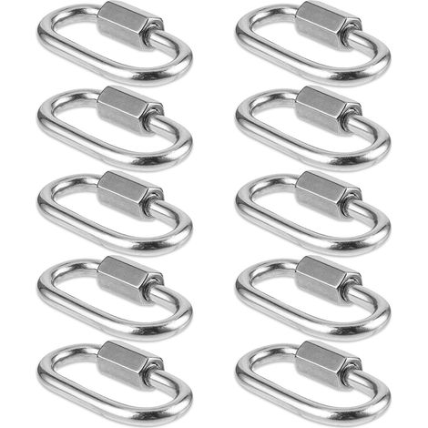 Lot de 10 petits mousquetons robustes en acier inoxydable 304 M3.5 avec vis pour camping, randonnée, hamac (1/5)