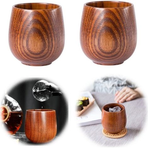 Set aus 2 Teetassen aus Naturholz – Für Tee und Jujube – Handgefertigte Tassen – Für Kaffee und Bier (1/5)