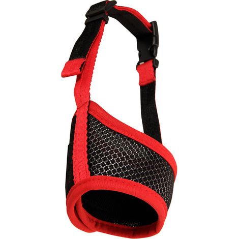 Muselière Pour Chien En Maille Respirante Réglable Avec Velours Pour Dressage Anti-Aboiement Rouge (1/5)