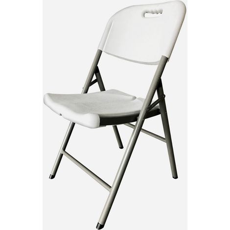 Werka Pro – Chaise pliante en acier 250 kg – Assise polyéthylène 55x46 cm – Transport facile avec poignée – Pour usage extérieur