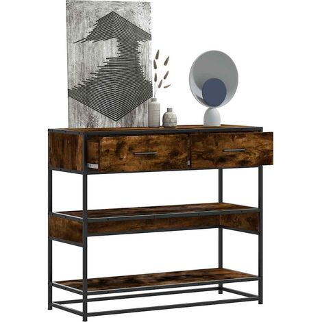 Konsolentisch Räuchereiche 90x35x80 cm Holzwerkstoff
