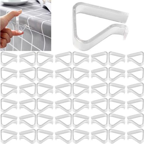 48 clip trasparenti per tovaglie, clip antivento per fissare le tovaglie (1/5)