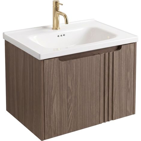 Rea Waschtisch Mit Waschbecken Db86-60l-1 Dark 60cm (1/5)