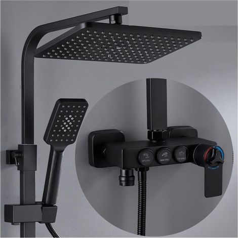 Ensemble de douche mitigeur thermostatique intelli Système de douche thermostatique salle de bain LED ensemble de douche numérique intelligent montage mural robinets de bain à tête carrée mitigeur cha (1/5)
